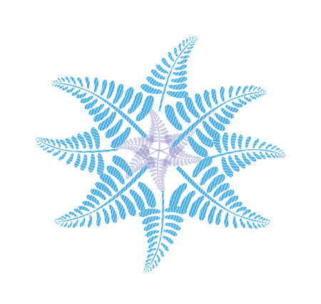 Blue flower formed by fern leaves, isolated on the white backgroundのイラスト素材