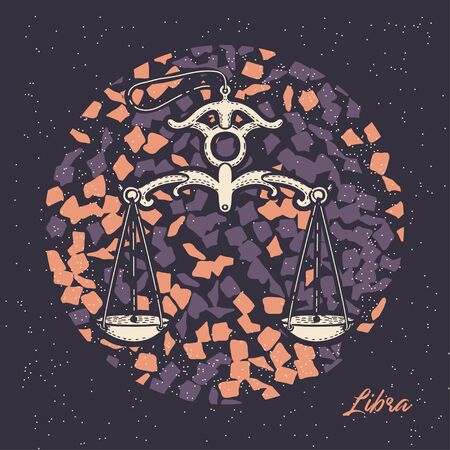 Zodiac sign Libra. The symbol of the astrological horoscope. Hand-drawn illustration.