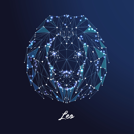 Zodiac sign Leo. The symbol of the astrological horoscope. Polygonal illustrationのイラスト素材