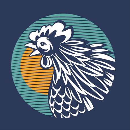 Vector image of cock in the sun. Logo illustration.のイラスト素材