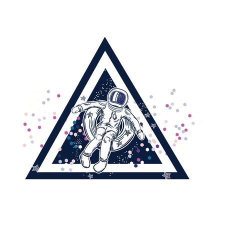 The astronaut floats in space on an inflatable circle. Vector illustration on a theme of astronomyのイラスト素材