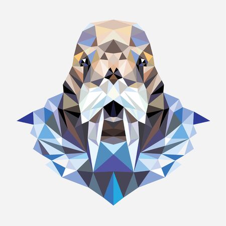 Polygonal portrait of a walrus.のイラスト素材