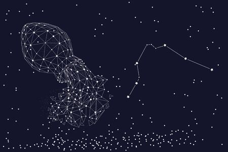 Zodiac sign Aquarius. The symbol of the astrological horoscope. Horizontal banner.のイラスト素材