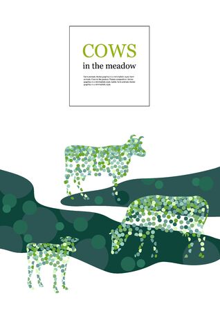 Sample brochure. Agricultural background. Cows made up of circles.のイラスト素材