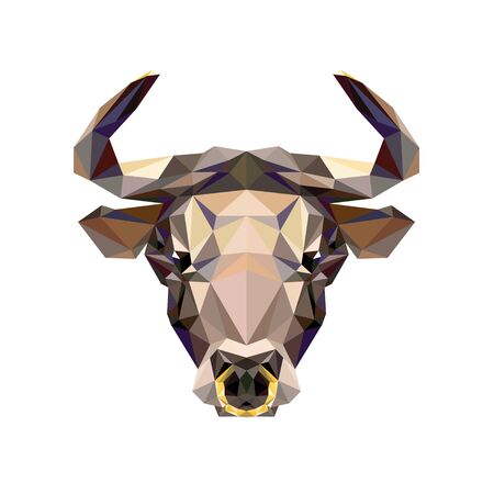 Polygonal linear portrait of a bull on whiteのイラスト素材