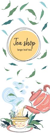 Vertical background for tea design. Tea shop.のイラスト素材