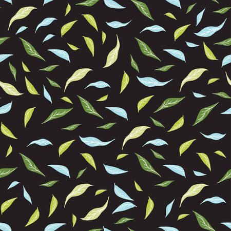 Black pattern with leaves. Tea leaves. Vectorのイラスト素材