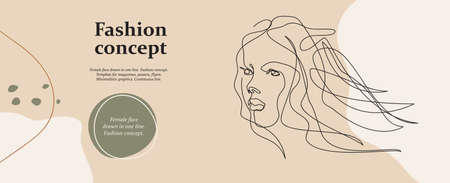 Female face drawn in one line. Fashion concept.