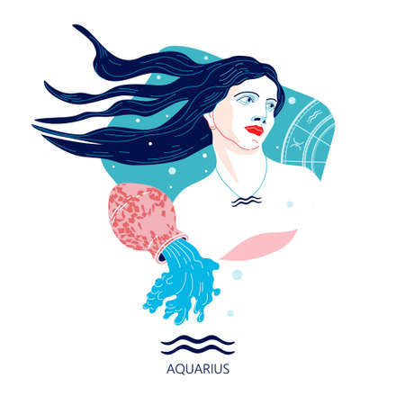 Aquarius zodiac sign. The symbol of the astrological horoscope.のイラスト素材