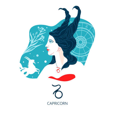 Capricorn zodiac sign. The symbol of the astrological horoscope.のイラスト素材