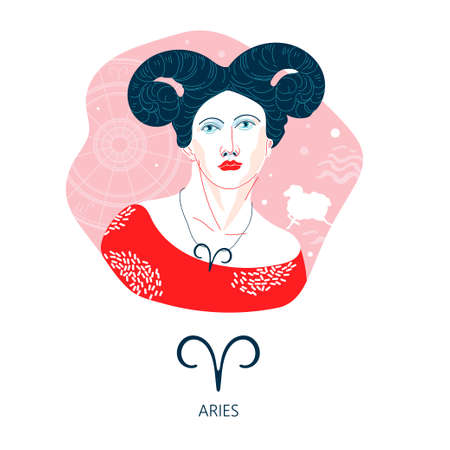 Aries zodiac sign. The symbol of the astrological horoscope.のイラスト素材