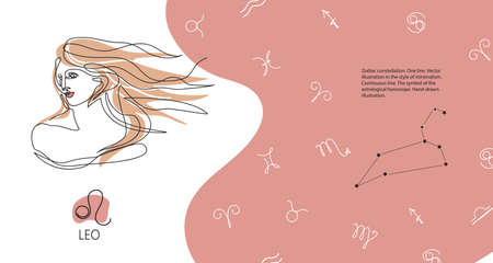 Zodiac background. Leo constellation. The element of water. Horizontal banner.のイラスト素材