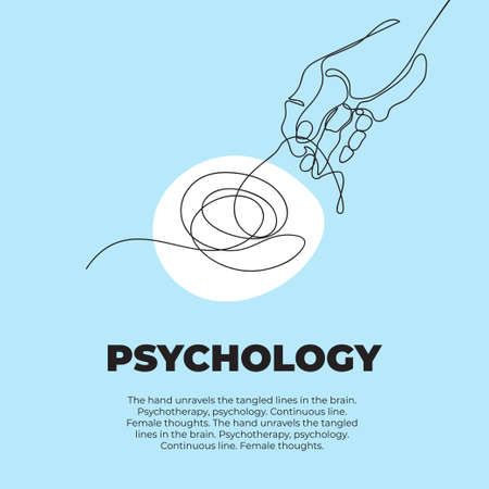 Psychotherapy concept. Two hands untangle the knot. Vector illustration.のイラスト素材