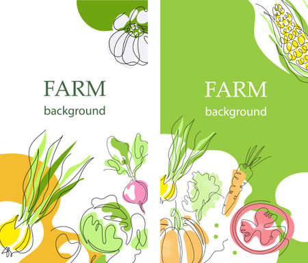 Set of agricultural backgrounds. Harvest. Abstract design. Flyer backgrounds. banners, posters.のイラスト素材