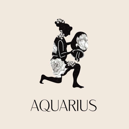Aquarius zodiac sign. The symbol of the astrological horoscope.のイラスト素材