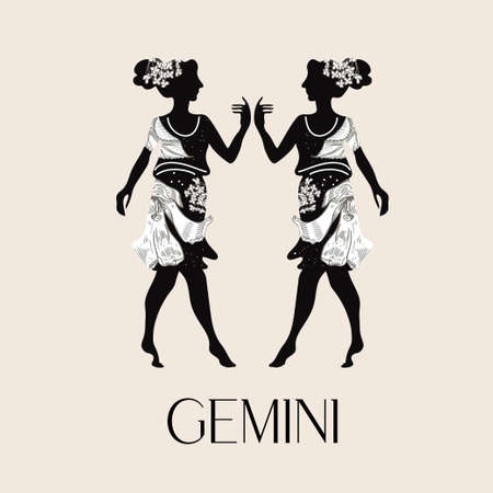 Zodiac sign Gemini. The symbol of the astrological horoscope.のイラスト素材