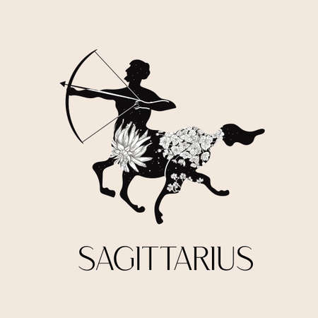 Zodiac sign Sagittarius. The symbol of the astrological horoscope.のイラスト素材