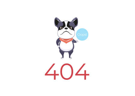 Page 404. Link to non-existent page. Dog.のイラスト素材