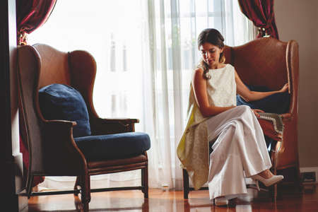 Young Trendy Woman Posing In Streetの写真素材