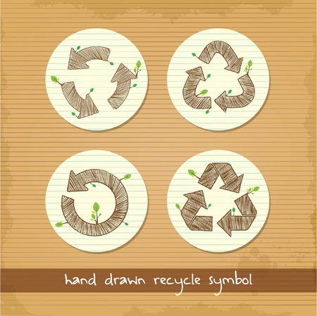 set of hand drawn recycle symbolのイラスト素材