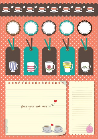 coffee cup scrapbook elementsのイラスト素材