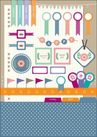 My lovely diary scrapbook elementのイラスト素材