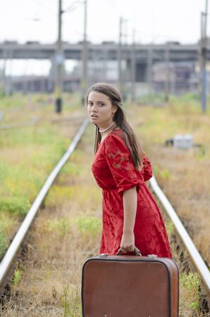 Woman missed the trainの写真素材