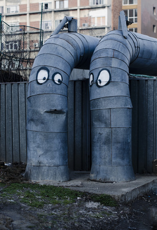 Funny drain outlet tubeの写真素材