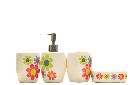 various beauty hygiene containers on white backgroundの写真素材