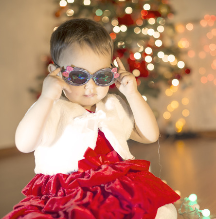 Little girl with sun glassesの写真素材