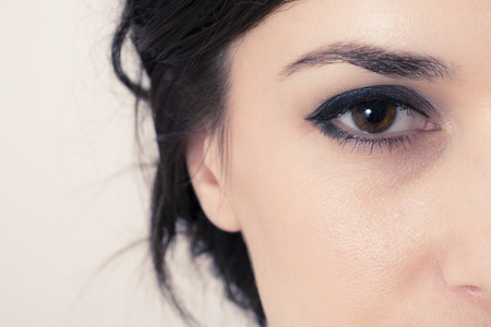 Macro image of a brown eyeの写真素材