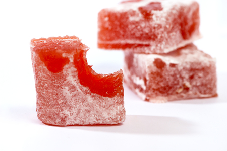 turkish delight on white backgroundの写真素材
