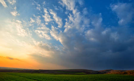 Sunset on green land