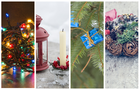 collage of several photos with the theme Christmas holidaysの写真素材