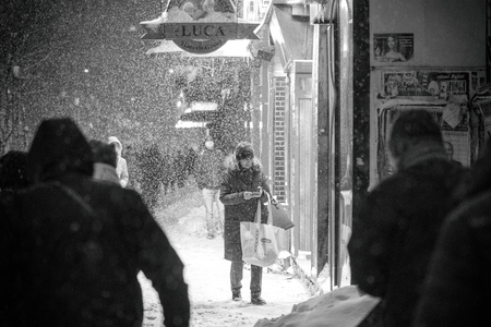 Bucharest, Romania  January  2017: People walking in Bucharestのeditorial素材