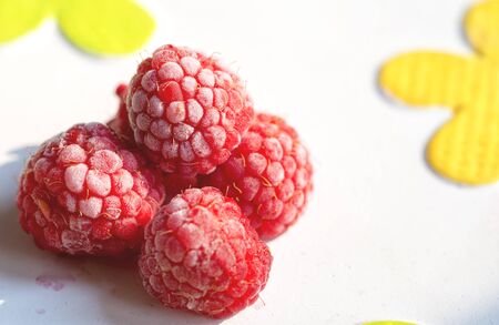 Healthy pink raspberry  in studioの写真素材