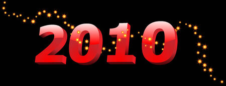 2010 year vector figures with trail of sparks on black backgroundのイラスト素材