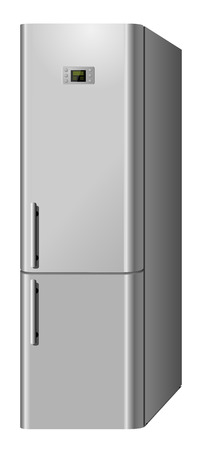 New modern domestic  electric refrigerator isolated on white backgroundのイラスト素材