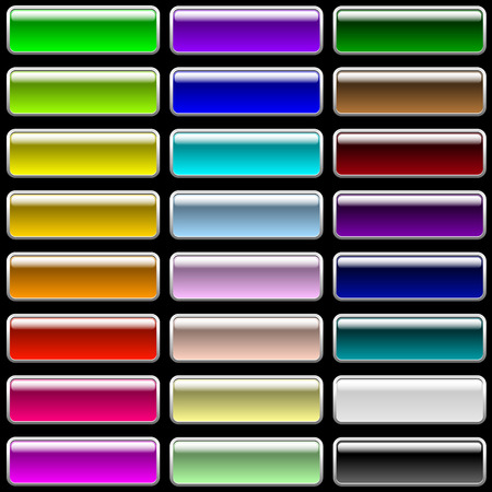 Vector set of glossy rectangular varicolored buttons for web design.のイラスト素材