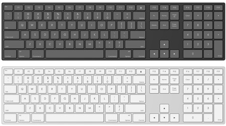 Vector illustration of modern computer keyboard in white and black color.のイラスト素材