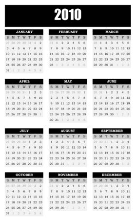 2010 year calendar vector template in grayscale.のイラスト素材