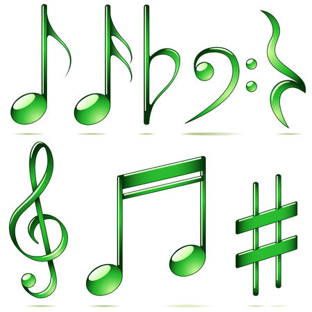 Vector set of music notes icons isolated on white background.のイラスト素材