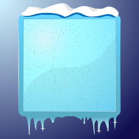 Winter icy vector frame with snow on the top.のイラスト素材