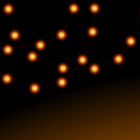 Christmas lights garlands vector background with copy space.のイラスト素材