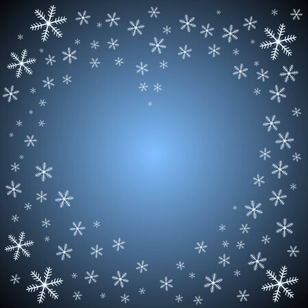 Blue background with snowflakes forming heart shape.のイラスト素材
