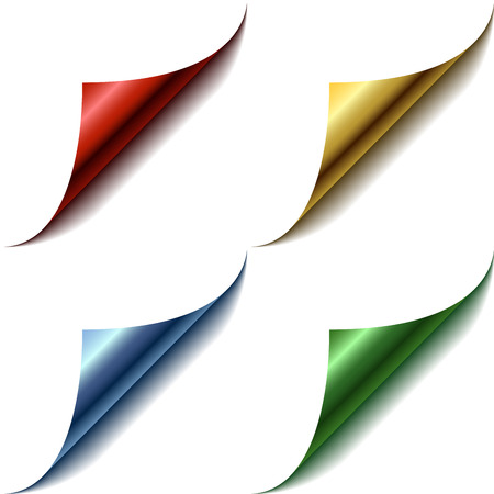 Vector set of curled glossy page corners.のイラスト素材