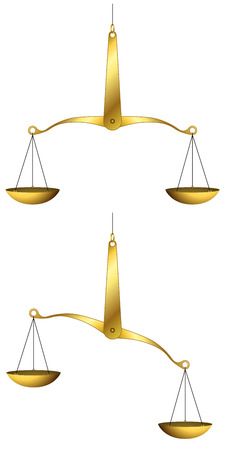 Vector illustration of golden weigh-scales isolated on white background.のイラスト素材