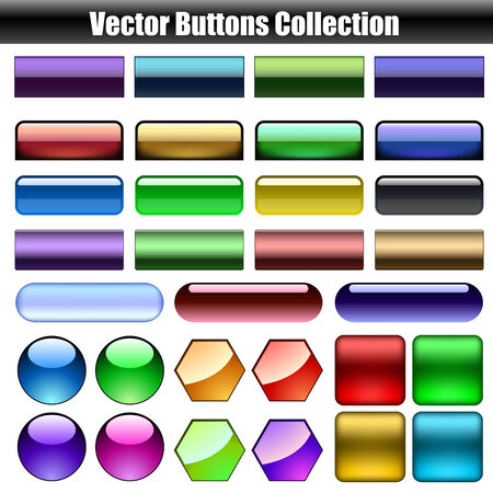 Glossy web buttons vector collection isolated on white background.のイラスト素材
