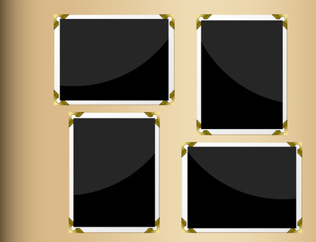 Photo album page with horizontal and vertical blank photographs.のイラスト素材