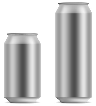 Blank beer can in 2 variants 330 and 500 ml isolated on white background.のイラスト素材